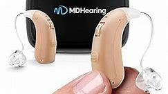 MDHearing VOLT OTC Hearing Aid (Set of 2), Doctor-Designed Rechargeable, 2 Directional Microphones, 4 Audio Settings, Fits with Glasses, Deluxe Charger Included (Series M) …