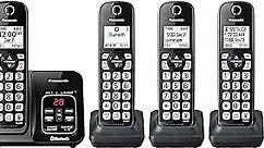 Panasonic Expandable Cordless Phone System with Link2Cell Bluetooth, Voice Assistant, Answering Machine and Call Blocking - 4 Cordless Handsets - KX-TGD664M (Metallic Black)