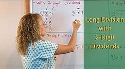 Long division with 2-digit dividends (4th grade math lesson)