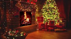Christmas Fireplace with Beautiful Christmas Music 4K