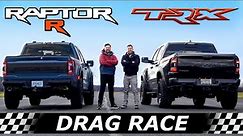 2023 Ford F-150 Raptor R vs Ram TRX // DRAG RACE & OFF-ROAD RACE