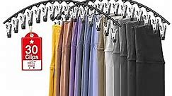 Upgrade Skirt Pants Hangers with Clips, Legging Organizer for Closet Hanging with 15 Cilps Holds 30 Leggings/Shorts/Jeans/Skirts Pants Hangers Space Saving Closet Organizers and Storage, Black 2Pack