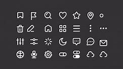 Animated web white line ui icons. Smartphone navigation. Seamless loop HD video with alpha channel on transparent background. Isolated user interface symbols motion graphic design for night mode
