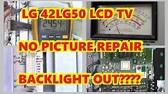 LG 42" 42LG50LCD TV NO PICTURE REPAIR, NO BACKLIGHT, NOT THE INVERTERS OR TIMING CONTROLLER TCON