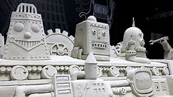 Rockin' Robots - Projection mapped sand sculpture