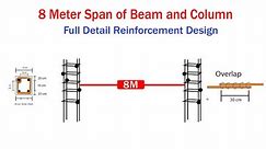 8 Meter Span of Beam and Column reinforcement Details