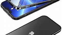 Phone Case for iPhone 12 Pro Front and Back Protection Ultra-Thin Tempered Glass Metal Bumper Double-Sided Buckle Clear Cover with Camera Lens Protector - Black