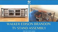 Walker Edison Rustic Modern Farmhouse Metal and Wood TV Stand Assembly Modern Farmhouse Metal X Wood