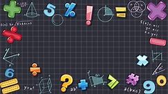Math symbols and formulas border on grey checkered background