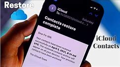 How to Restore Contacts from iCloud on iPhone!