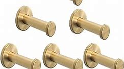 Bath Towel Hooks, 6 Pack Round Coat Hooks, Sturdy Wall Mounted Robe Hook, SUS 304 Stainless Steel Heavy Duty Clothes Hanger, Wall Towel Hooks for Bathroom Bedroom Kitchen (3 in, Gold)