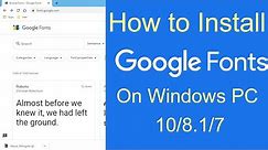 How to install Google fonts on windows 10, 8.1,7 PC | Google Fonts Installation on Windows PC