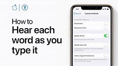 How to have your iPhone and iPad speak each word as you type — Apple Support
