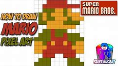 How to Draw Mario - Super Mario Bros Pixel Art Drawing Tutorial