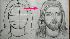 how to draw jesus christ step by step,how top draw jesus fsce with pencil sketch,easy face drawing