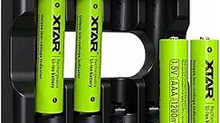 XTAR AAA Battery 1.5V AAA Lithium Rechargeable Battery with Free LC4 Charger 1200mWh1.5V Battery with Low-Voltage Indication, 4-Pack 1.5V 1500 Cycle
