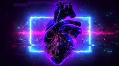 Cyberpunk Hi-Tech Glitchy Neon Heart Background video | Footage | Screensaver