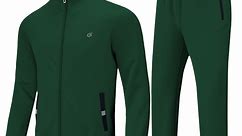 Pdbokew Men's Tracksuits Sweatsuits for Men Set Track Suits 2 Piece Casual Athletic Jogging Warm Up Full Zip Sweat Suits Armygreen 2XL
