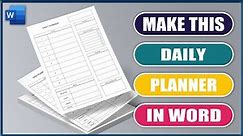 How to make a DAILY PLANNER in WORD | Microsoft Word Tutorials