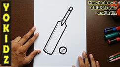How to draw a CRICKET BAT and BALL