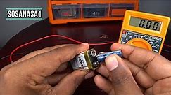 how to Test an Electric Capacitor / Condenser using a 9v battery and a multimeter/tester