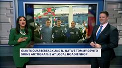 Giants QB Tommy DeVito signs autographs at Wayne hoagie shop