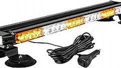 ASPL 29.5" 54 LED Strobe Light Bar Double Side Flashing High Intensity Emergency Warning Flash Strobe Light with Magnetic Base for Safety Construction Vehicles Tow Trucks Pickup (Amber/White)
