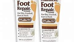 Miracle Foot Repair Cream (8 oz / 2-Pack) Repairs Dry Cracked Heels and Feet, 60% Pure UltraAloe Moisturizes, Softens, and Repairs