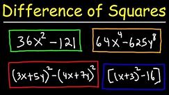 How To Factor Difference of Squares - Algebra