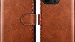 SUANPOT for iPhone 14 Pro 6.1" Wallet case with RFID Blocking Credit Card Holder,Flip Book PU Leather Protective Cover Women Men for Apple 14 Pro Phone case Light Brown