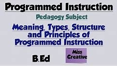Meaning Of Programmed Instruction/Types/Structure/Principles/Pedagogy/B.Ed