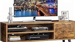 Retro TV Stand with Storage for TVs up to 55 In, Rustic Brown TV Stand for Media, Mid Century Modern TV Stand & Entertainment Center with Shlef，Wood TV Console Table for Living Room Bedroom, APRTS01