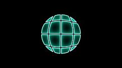 Neon Glowing Globe Earth Planet Icon Animation Isolated on Black Background Animated Design Element. Planet Earth Symbolic Animation Education or Ecology Concept Icon Neon Illuminated Earth Animation.