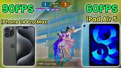 iPhone 14 Pro Max vs iPad Air 5 Bgmi Test | 90FPS vs 60FPS | 1v1 Challenge Bgmi | 1v1 TDM Match