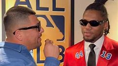 Interviewing Players at the ALL MLB Awards. What’s your fav tacos or burrito? #MLB #baseball #tacos MLB | Jay Mendoza