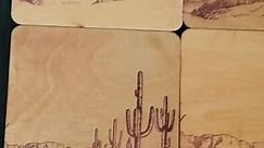 Sonoran Desert Scene on Stained & Natural Wood Coaster, Rustic Wood Coaster Sets https://charmingvintageworld.etsy.com/listing/1162257596/sonoran-desert-scene-on-stained-natural #woodcoasters #desertscene #afforablegifts #woodcoasterset #southwestdecor | Creations by Candice
