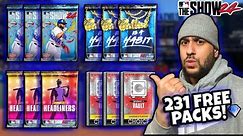 I OPENED 231 FREE PACKS AND PULLED 25+ DIAMONDS! - NO MONEY SPENT - MLB THE SHOW 24