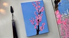 Cherry Blossom painting/ abstract painting/acrylic painting tutorial/ texture painting tutorial