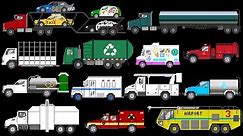 Trucks 3 - Street, Emergency & Commercial Vehicles - The Kids' Picture Show (Fun Learning Video)