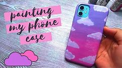 Painting my iPhone case - pink + purple sky [acrylic paint] | DIY