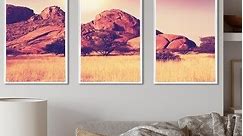 Designart "Rocky Hills and Grassland in Africa" Landscape Framed Wall Art Set of 3 - 4 Colors of Frames - Bed Bath & Beyond - 36120545