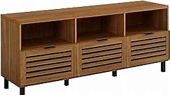 Walker Edison Modern Wood TV Stand with Slat Doors for TV's up to 65" Flat Screen Living Room Storage Cabinet Doors and Shelves Entertainment Center, 58 Inch, English Oak