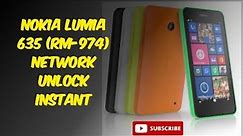 Nokia Lumia 635 (RM-974) Network unlock instant