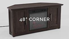 CROSLEY FURNITURE Camden Whitewash 48 in. Corner TV Stand Fits 50 in. TV with Cable Management CF101248-WW