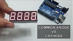 4 digits 7 segment display Arduino tutorial: common anode vs cathode