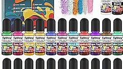 Epoxy Resin Pigment - 24 Colors Liquid Translucent Epoxy Resin Colorant, Highly Concentrated Dye for DIY Jewelry Making, Paint, Craft - 6ml Each, with 6 Colors Resin Glitter
