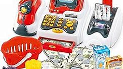 Cheffun Toy Cash Register for Kids - Kids Cash Register with Scanner , Credit Reader, Play Cash Register for Kids, Toy Cash Register Learning Resources, Play Store, Play Money for Kids for Age 3-7+