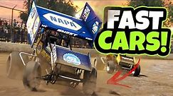 Racing & Crashing the FASTEST DIRT CARS! (World of Outlaws Game)