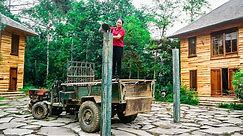 Transport construction materials - Pouring concrete columns to build farm gate | Đào Daily Farm
