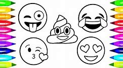 EMOJI Coloring Pages | How To Draw and Color Emoji Faces - Learn Colors with Coloring Pages for Kids